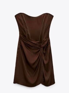 Zara Strapless Satin Cocktail Dress